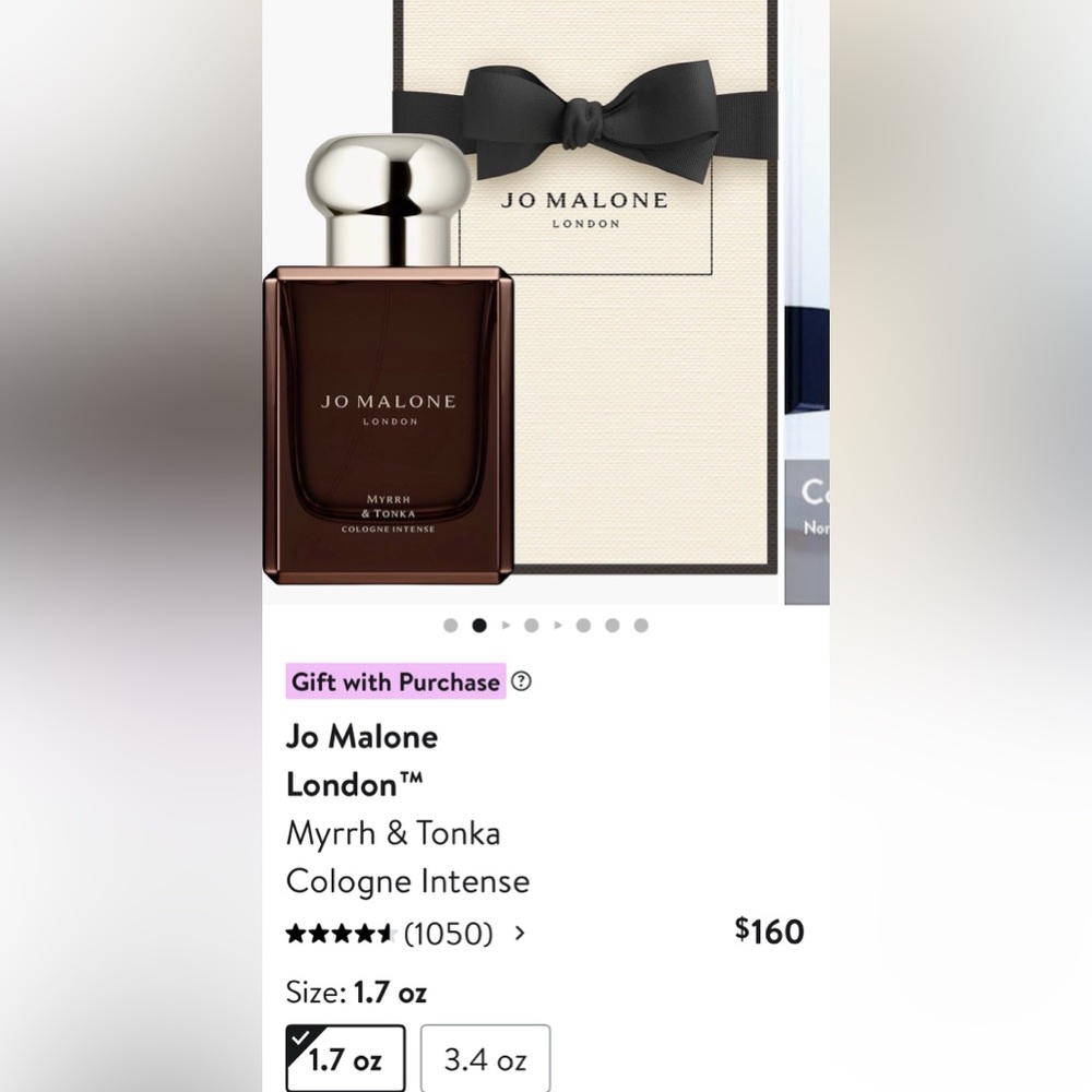 Unisex Jo Malone Myrrh & Tonka Cologne Intense in Brown Bottle 1.7 oz. - Picture 2 of 6